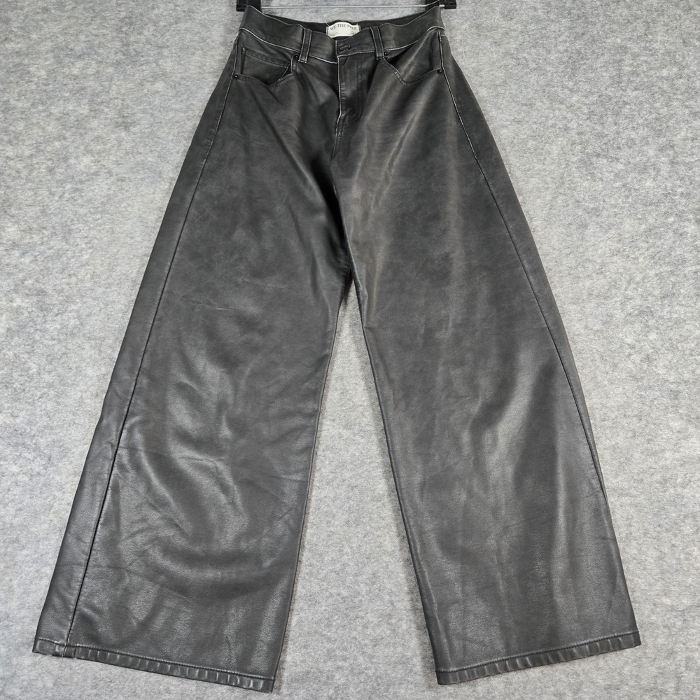 We The Free Women Black Coated Wide Leg Edgy Pants 25